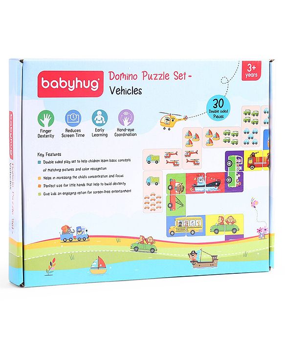 Babyhug Domino Double Sided Puzzle Set of Vehicles - 30 Pieces