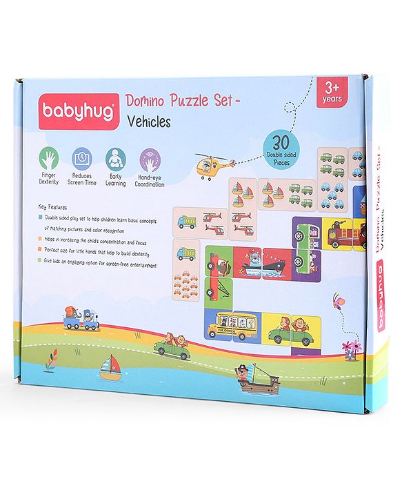 Babyhug Domino Double Sided Puzzle Set of Vehicles - 30 Pieces