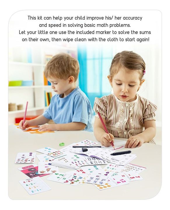 Babyhug Simple Maths Write N Wipe Double Sided Activity Cards - 31 Pieces