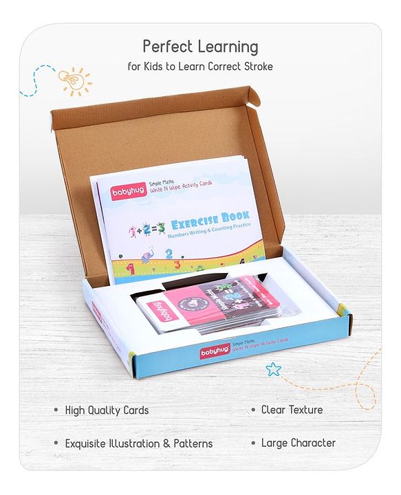 Babyhug Simple Maths Write N Wipe Double Sided Activity Cards - 31 Pieces