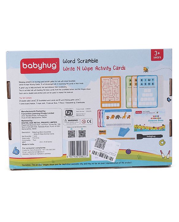 Babyhug Word Scramble Write N Wipe Double Sided Activity Cards - 31 Pieces