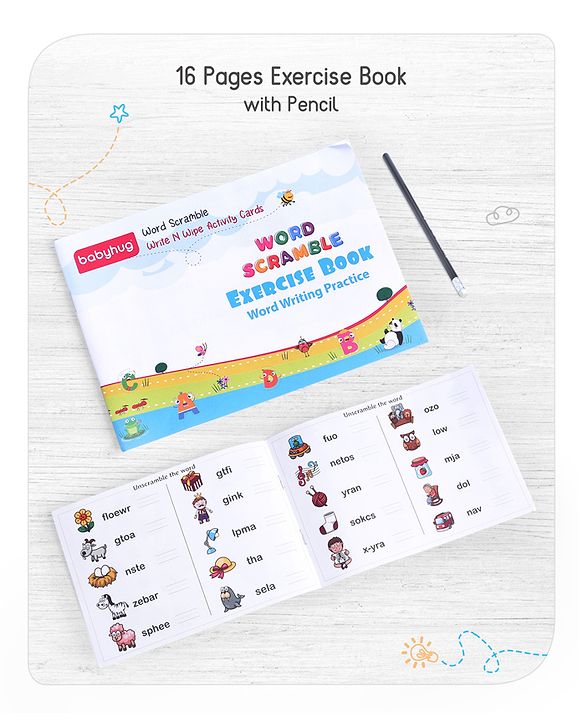 Babyhug Word Scramble Write N Wipe Double Sided Activity Cards - 31 Pieces