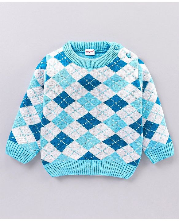 Babyhug Full Sleeves Sweater & Pyjama Set Printed - Blue