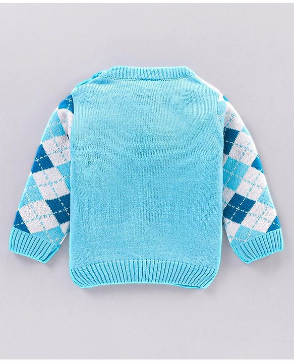 Babyhug Full Sleeves Sweater & Pyjama Set Printed - Blue