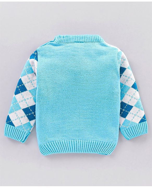 Babyhug Full Sleeves Sweater & Pyjama Set Printed - Blue