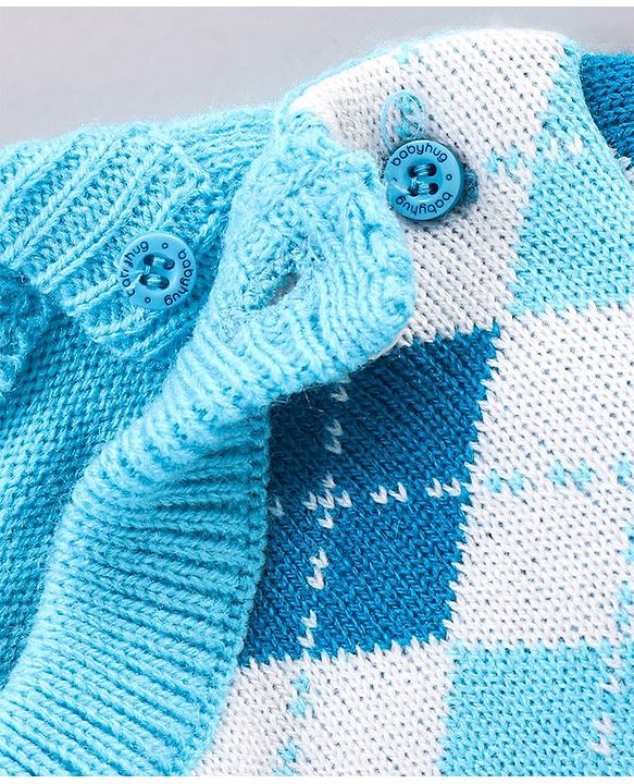 Babyhug Full Sleeves Sweater & Pyjama Set Printed - Blue