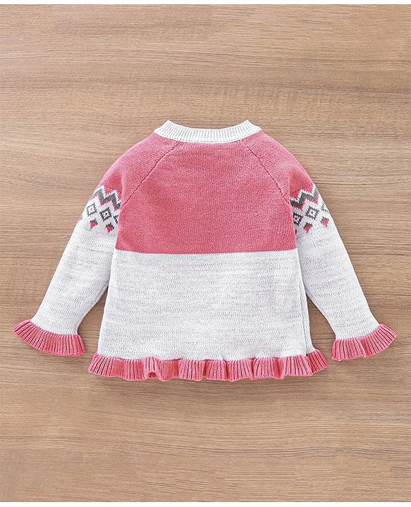 Babyhug Full Sleeves Fair Isle Sweater - Pink