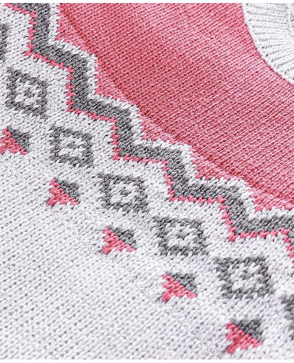 Babyhug Full Sleeves Fair Isle Sweater - Pink