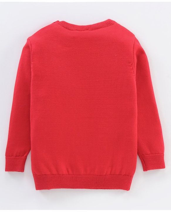 Babyhug Full Sleeves Cotton Knit Sweater Dad Print - Red
