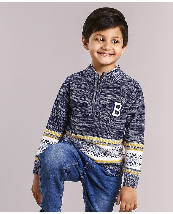 Babyhug Full Sleeves Stripes Pullover - Navy