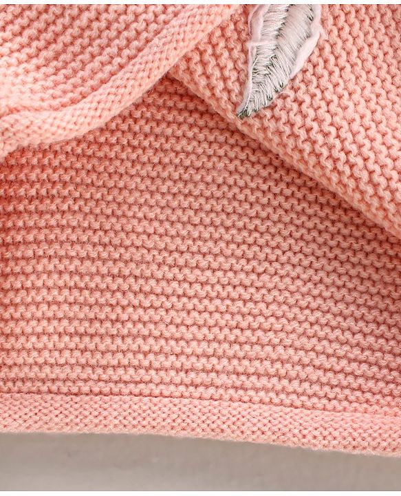 Babyhug Cotton Knit Full Sleeves Floral Embroidery Sweater - Pink