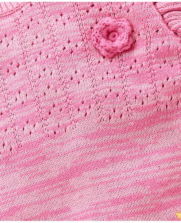 Babyhug Cotton Knit Full Sleeves Pullovers Floral Design - Pink