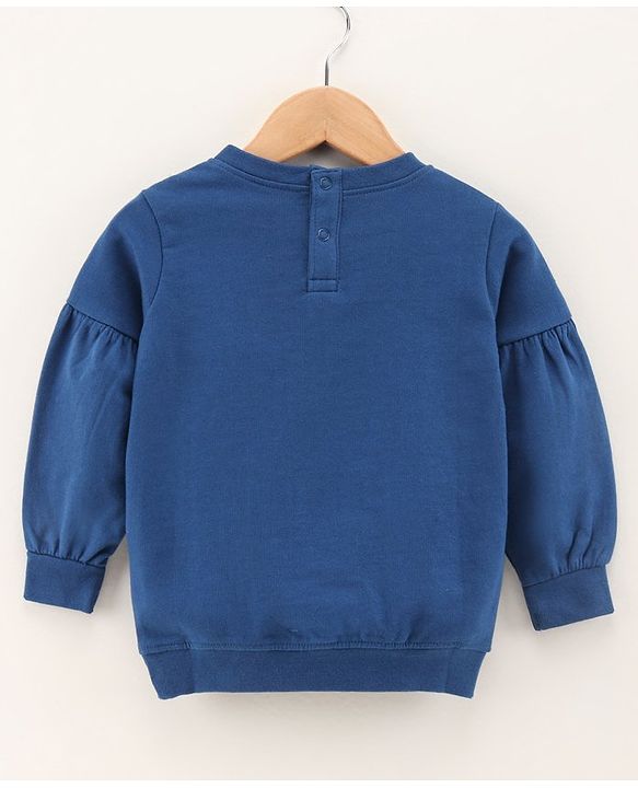 Babyhug Full Sleeves Sweatshirt Floral Print & Balloon Sleeves- Navy Blue