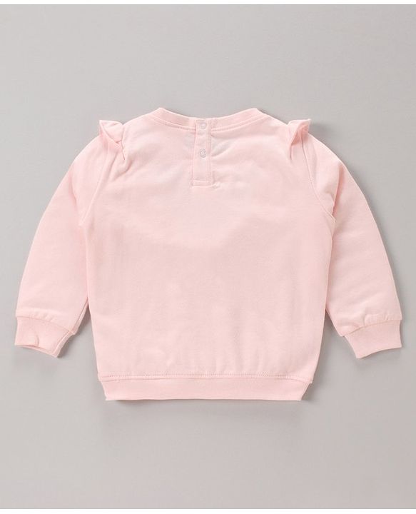 Babyhug Full Sleeves Sweatshirt with Embroidery & Frill Detailing - Pink
