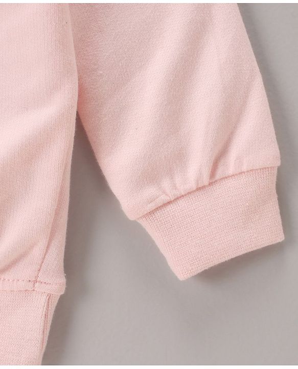 Babyhug Full Sleeves Sweatshirt with Embroidery & Frill Detailing - Pink