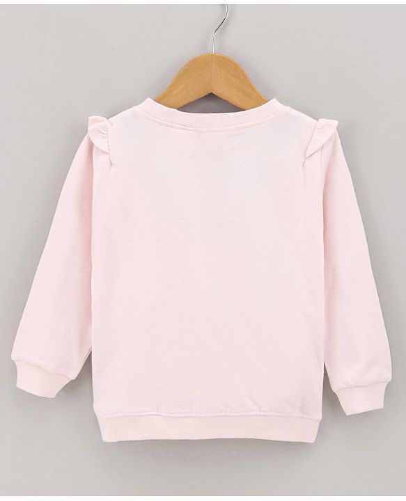 Babyhug Full Sleeves Sweatshirt with Embroidery & Frill Detailing - Pink