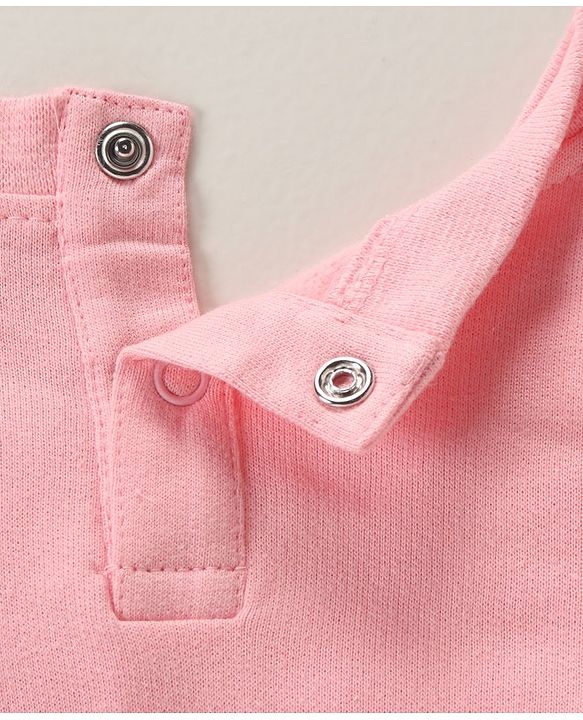 Babyhug Full Sleeves Sweatshirt with Floral Embroidery & Peter Pan Collar - Pink
