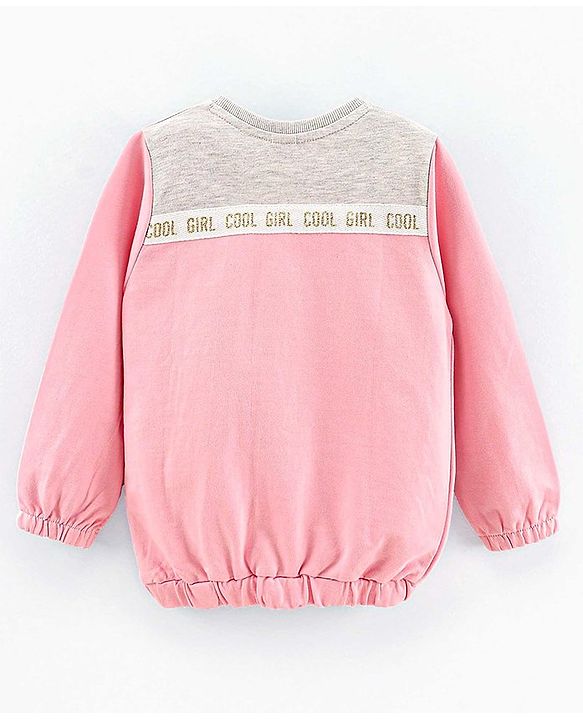 Babyhug Full Sleeves Sweat Jacket with Tape Detailing - Pink