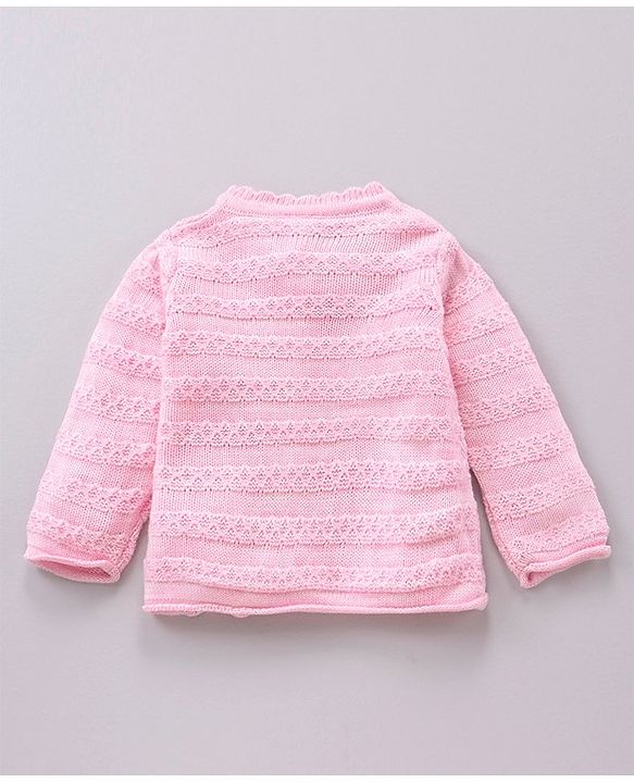 Babyhug Cotton Knit Full Sleeves Sweater Bird Design - Pink