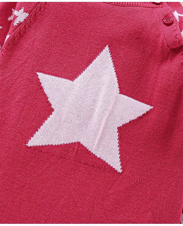 Babyhug Cotton Full Sleeves Romper Star Design - Red