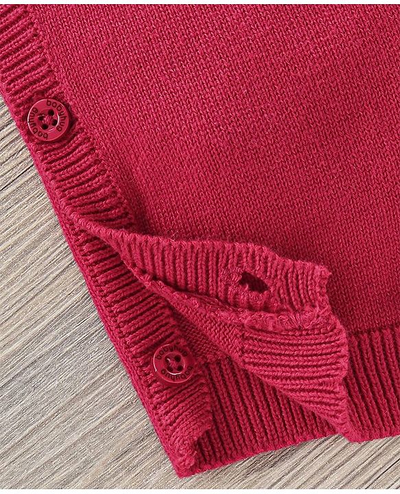 Babyhug Cotton Full Sleeves Romper Star Design - Red