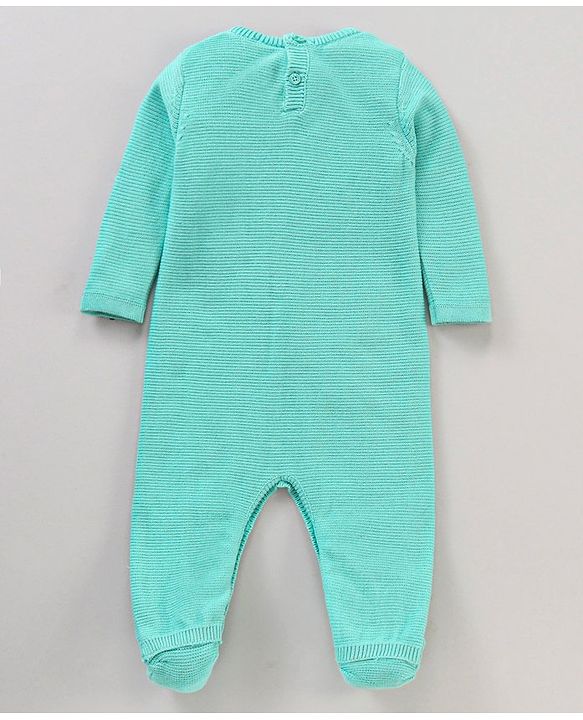 Babyhug Cotton Knit Full Sleeves Sweater Knit Winter Wear Romper - Aqua