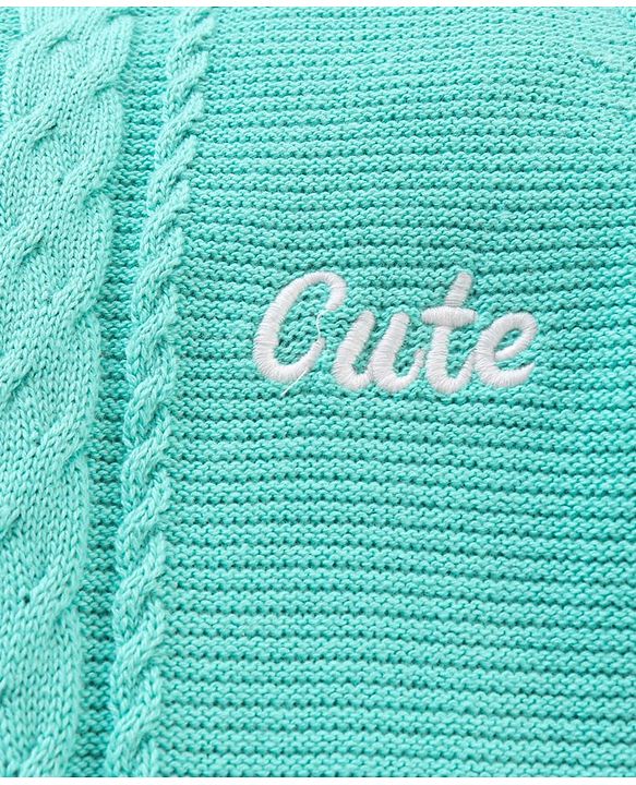 Babyhug Cotton Knit Full Sleeves Sweater Knit Winter Wear Romper - Aqua