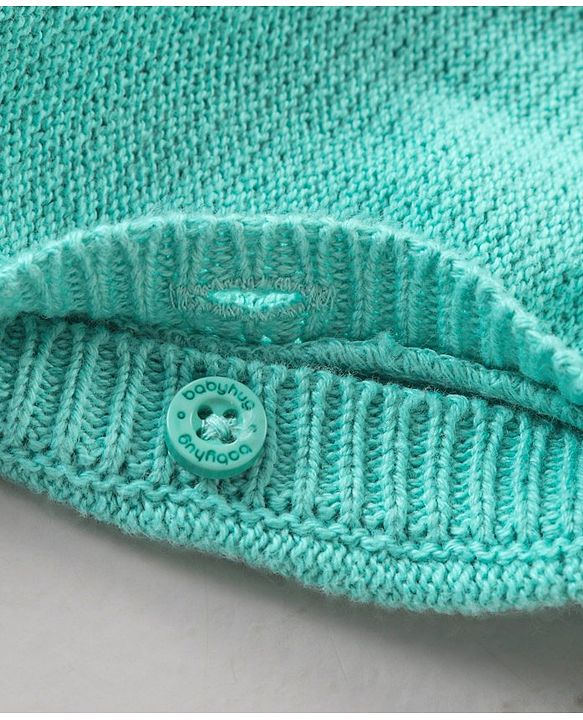 Babyhug Cotton Knit Full Sleeves Sweater Knit Winter Wear Romper - Aqua