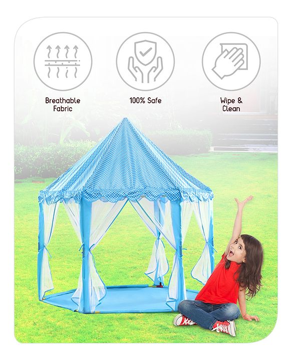 Babyhug Royal Castle Tent Playhouse for Kids | Jumbo Indoor & Outdoor Blue Castle Play Tent | Ideal for Boys & Girls | Birthday Gift | BIS Certified