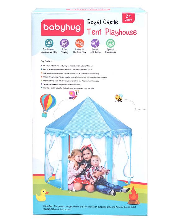 Babyhug Royal Castle Tent Playhouse for Kids | Jumbo Indoor & Outdoor Blue Castle Play Tent | Ideal for Boys & Girls | Birthday Gift | BIS Certified