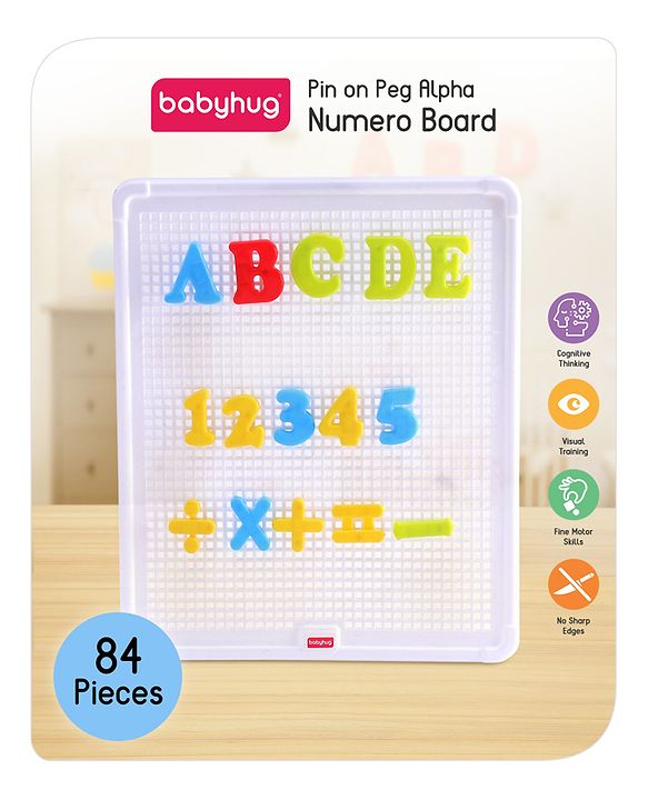 Babyhug Pin on Peg Alpha Numero Board - 84 Pieces