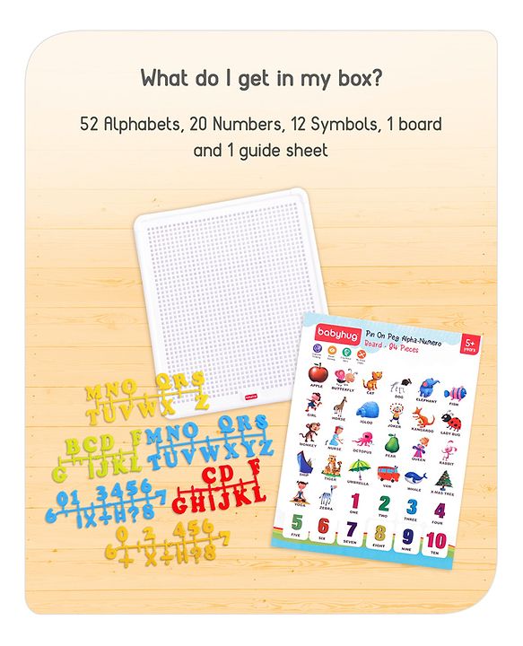Babyhug Pin on Peg Alpha Numero Board - 84 Pieces
