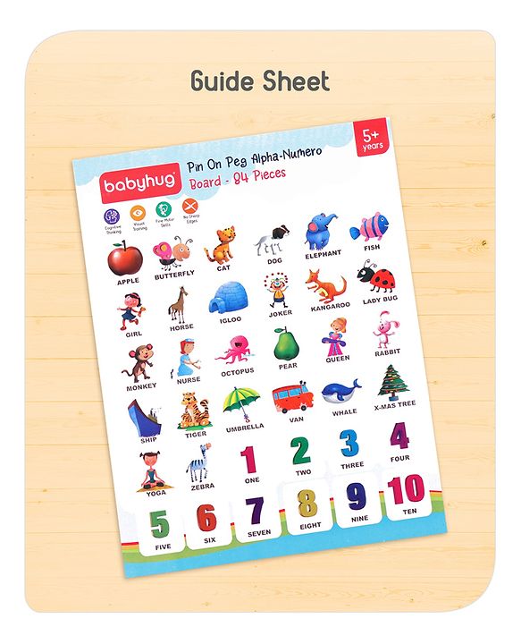 Babyhug Pin on Peg Alpha Numero Board - 84 Pieces