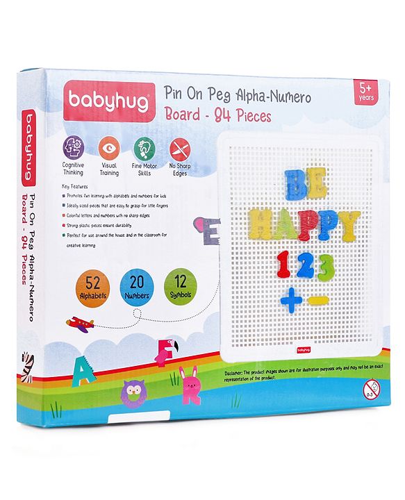 Babyhug Pin on Peg Alpha Numero Board - 84 Pieces