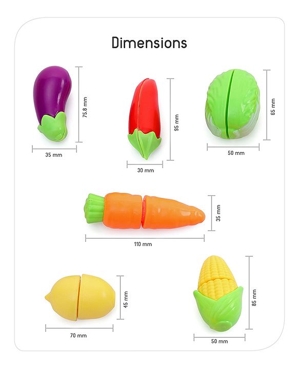 Babyhug Vegetables Cutting Playset with Frypan - 16 Pieces | Realistic Pretend Play Kitchen Set for Kids | Boosts Creativity & Role-Play Learning | BIS Certified