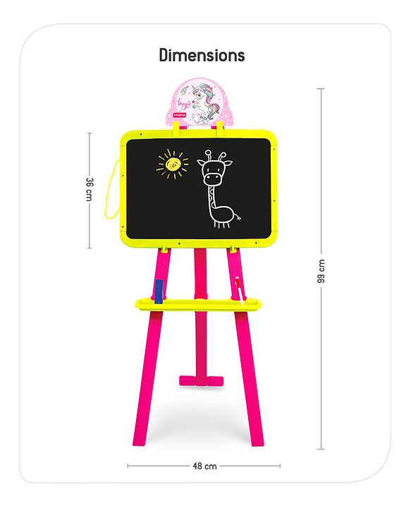 Babyhug 8-in-1 Adjustable Easel Board - Magnetic Whiteborad & Chalkboard with Alpha & Numeric | Hight Adjustable | Educational Toy | Enhances Learning & Creativity | Blue & Red |BIS Certified