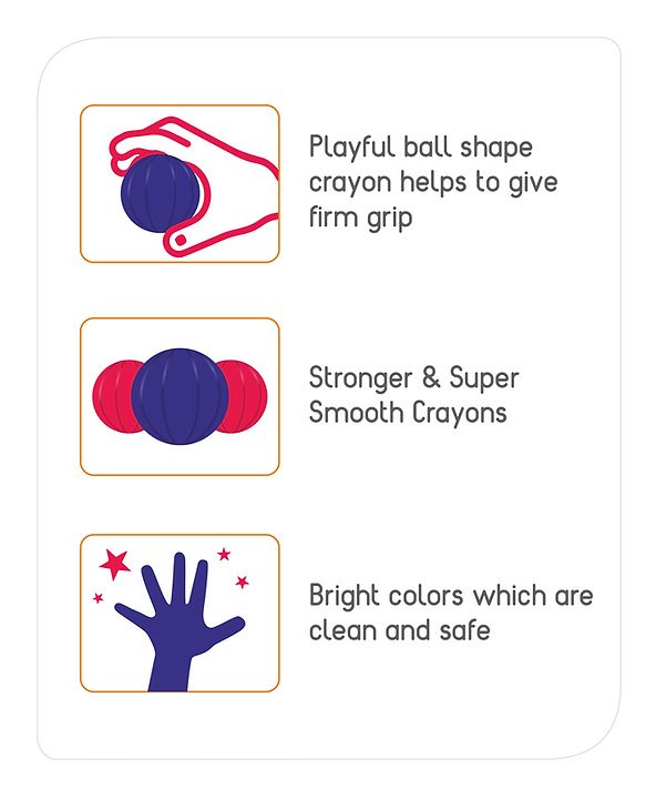 Babyhug My First Super Ball Crayons  - Pack of 6