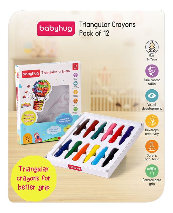 Babyhug Jumbo Triangular Crayons - 12 Shades