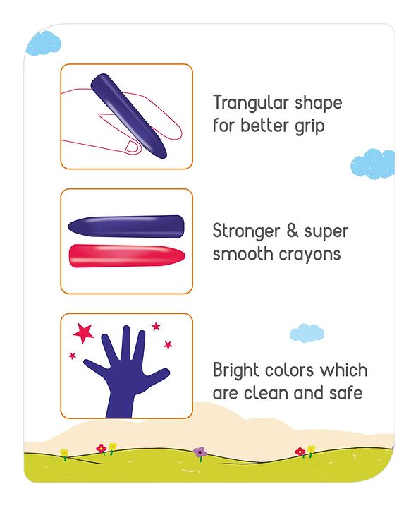 Babyhug Jumbo Triangular Crayons - 12 Shades