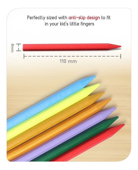 Babyhug Extra Long Erasable Crayons With Sharpener & Eraser - Pack of 24 | Long Crayon Design  That's Easy To Grip | Coloring & Drawing | Build Imaginative & Visual skills | BIS Certified