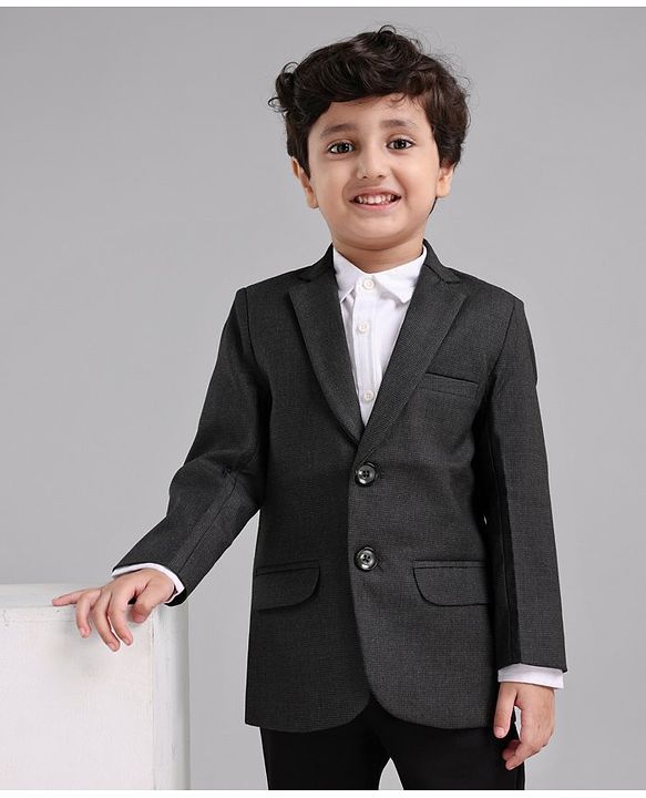 Babyhug Full Sleeves Party Wear Woven Blazer Solid- Black
