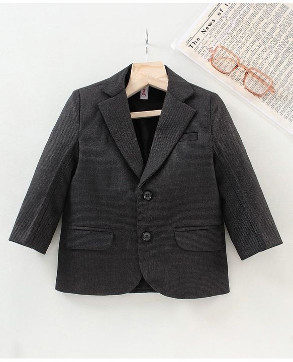 Babyhug Full Sleeves Party Wear Woven Blazer Solid- Black