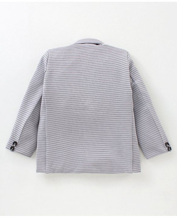 Babyhug Party Wear Full Sleeves Striped Blazer - Grey