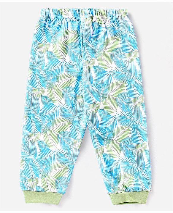 Babyhug Half Sleeves Cotton Night Suit Multiprint - Green Blue