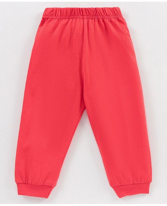 Babyhug Half Sleeves Printed T-Shirt & Pyjama Set - Red