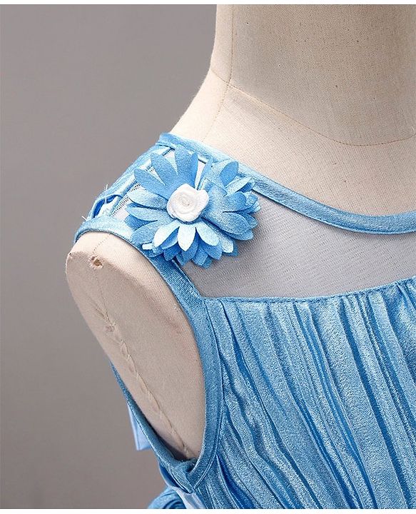 Babyhug Woven Sleeveless Ruffled Party Frock Corsage - Blue