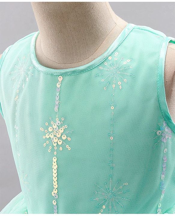 Babyhug Sleeveless Party Wear Sequinned Frock - Green