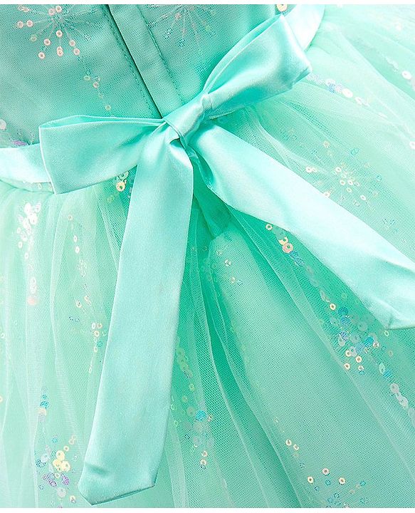 Babyhug Sleeveless Party Wear Sequinned Frock - Green