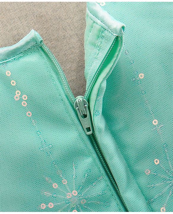 Babyhug Sleeveless Party Wear Sequinned Frock - Green