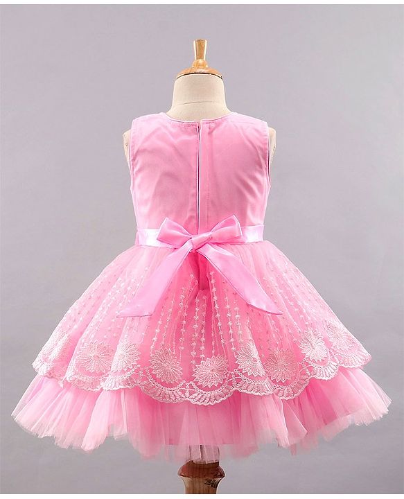 Babyhug Sleeveless Party Wear Sequinned Frock - Pink